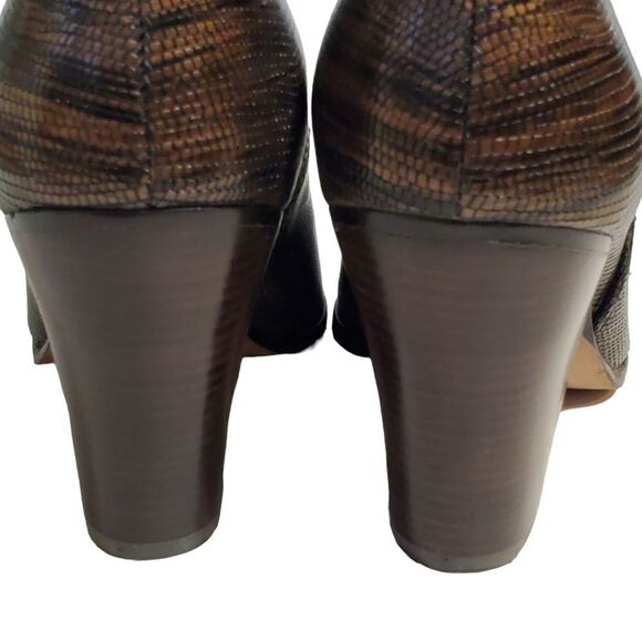 DONALD J. PLINER Swift Snake Embossed Brown Block Heel Ankle Booties Boots 9.5M - Picture 5 of 11